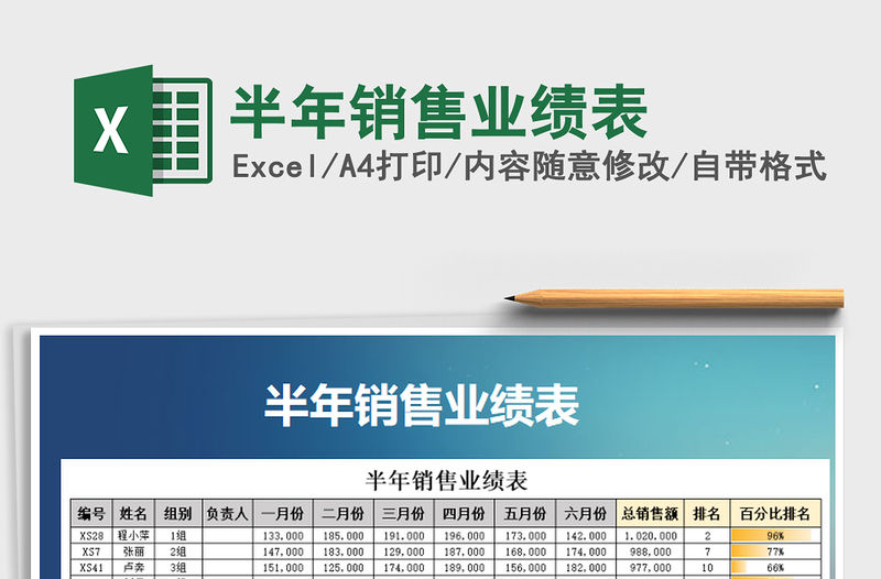 2021年半年銷售業績表