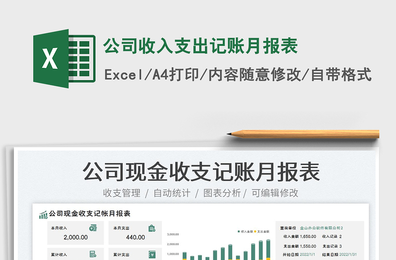 2023公司收入支出記賬月報(bào)表免費(fèi)下載