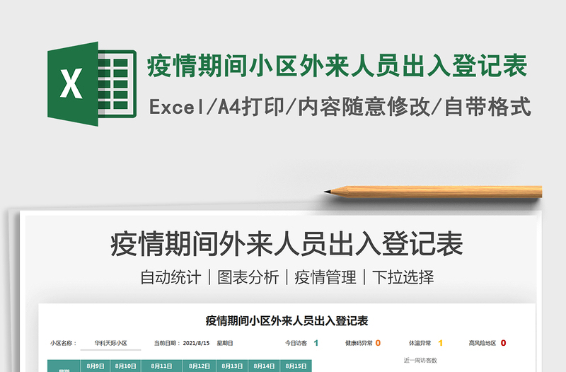 2022疫情期間小區(qū)外來人員出入登記表免費下載