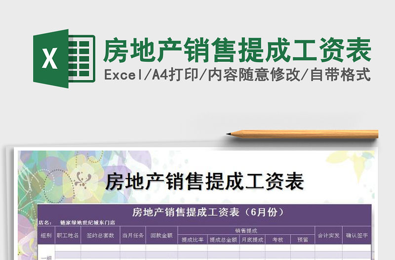 2021年房地產銷售提成工資表