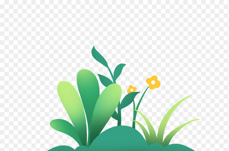 底部边框边角植物小草花朵春天春季清新装饰免抠元素素材