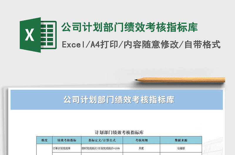 2021年公司計劃部門績效考核指標庫