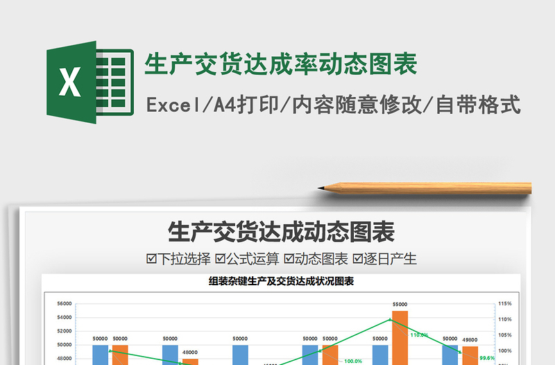 2021生產(chǎn)交貨達成率動態(tài)圖表免費下載