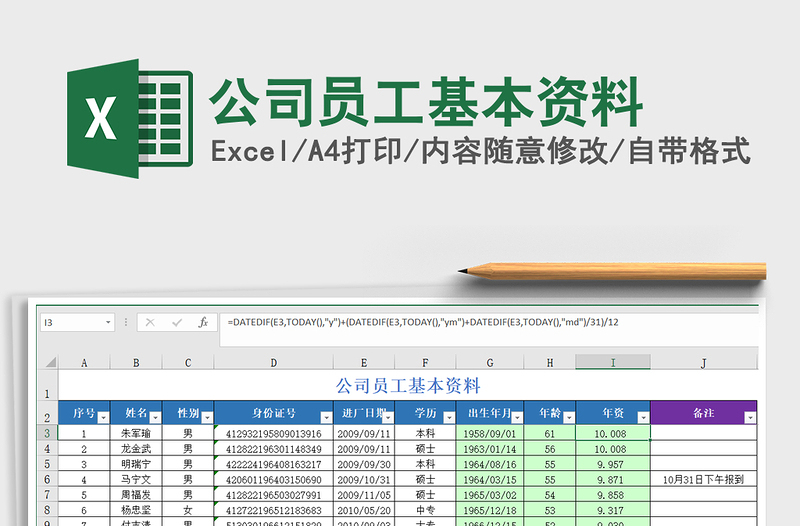 2021年公司员工基本资料