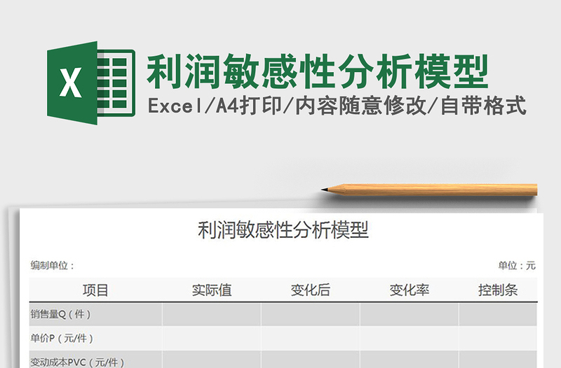 2022年利潤(rùn)敏感性分析模型免費(fèi)下載