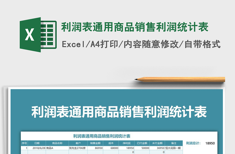 2021年利潤表通用商品銷售利潤統(tǒng)計表