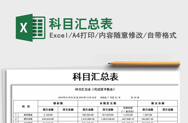 2021年科目匯總表