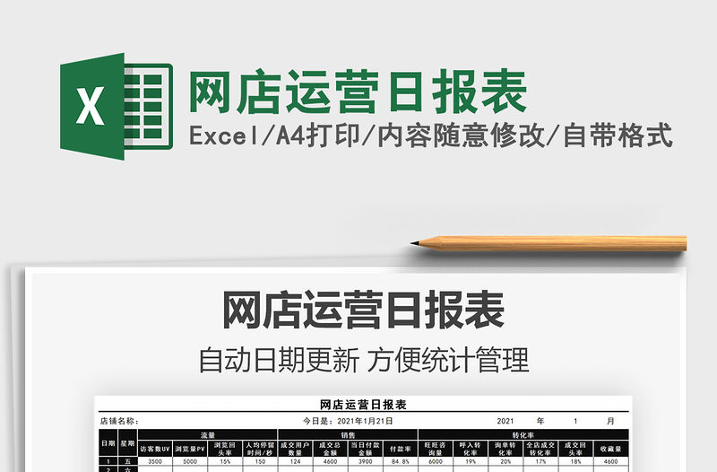 2021年網店運營日報表