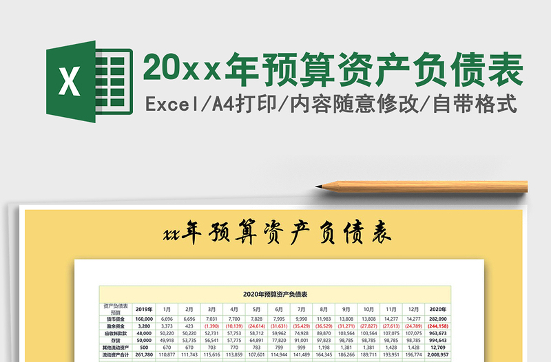 202120xx年預(yù)算資產(chǎn)負(fù)債表免費下載