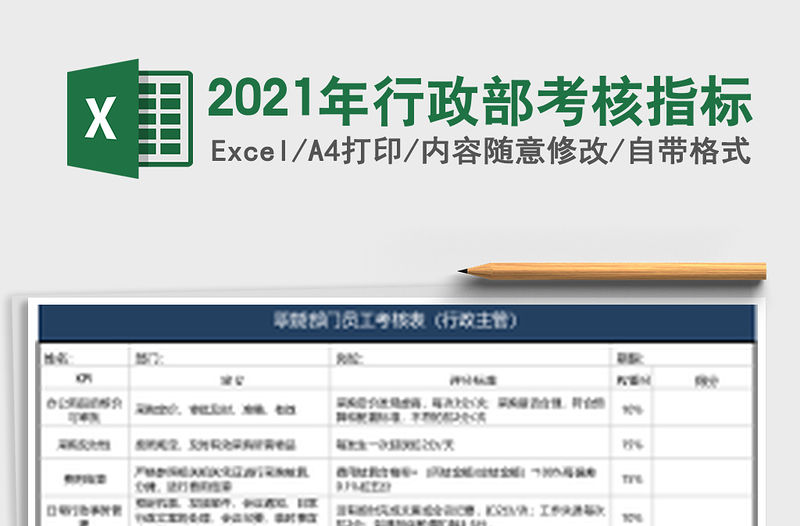 2021年行政部考核指標(biāo)