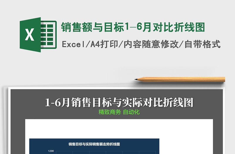 2021年銷售額與目標1-6月對比折線圖