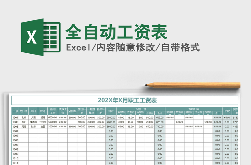 2021年全自動(dòng)工資表