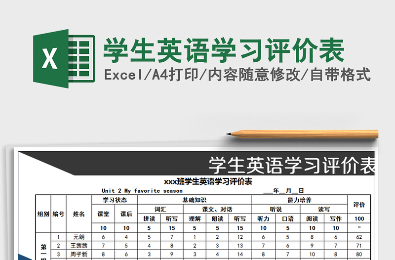 2021年學(xué)生英語學(xué)習(xí)評(píng)價(jià)表
