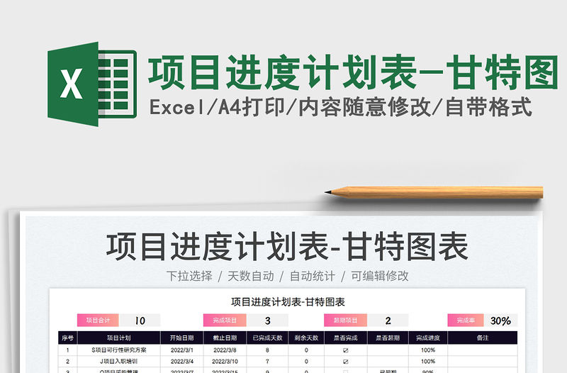 2022項目進度計劃表-甘特圖免費下載