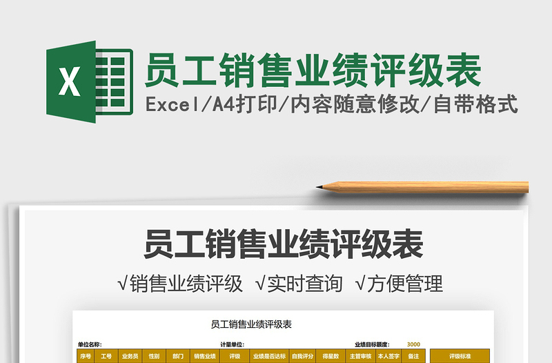 2022員工銷售業(yè)績(jī)?cè)u(píng)級(jí)表免費(fèi)下載