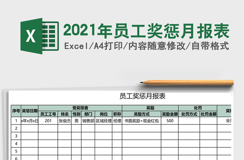 2021年員工獎(jiǎng)懲月報(bào)表