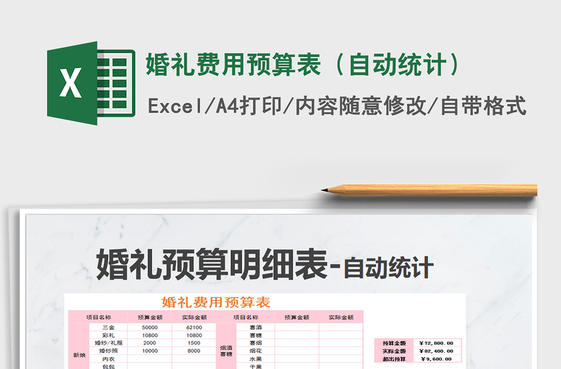2021年婚禮費用預(yù)算表(自動統(tǒng)計)