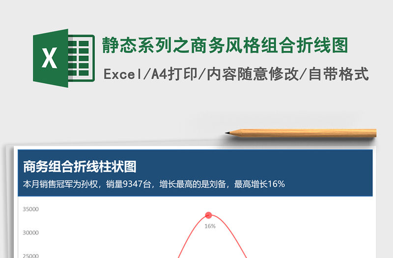 2021年靜態系列之商務風格組合折線圖