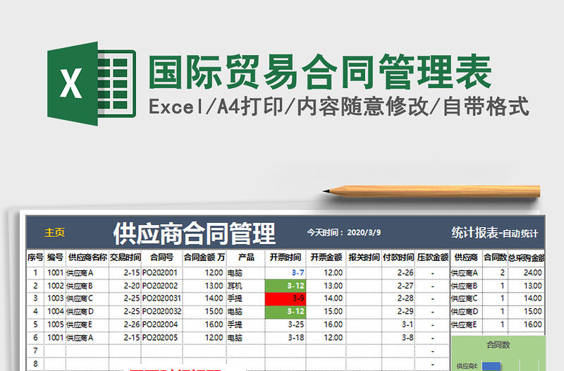 2021年國際貿(mào)易合同管理表