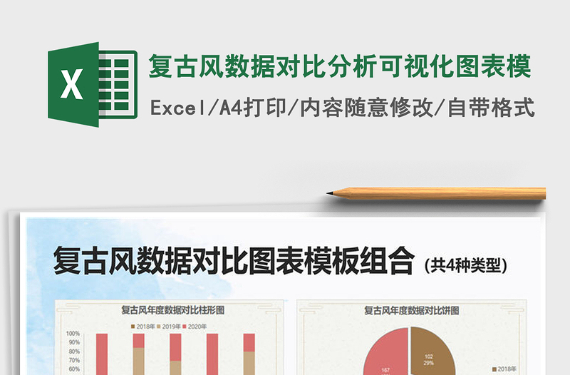 2021年复古风数据对比分析可视化图表模