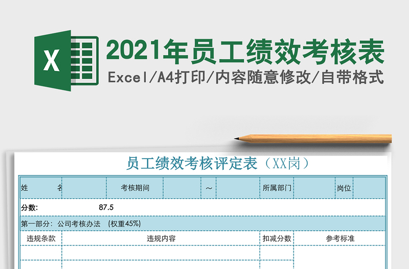 2021年員工績(jī)效考核表