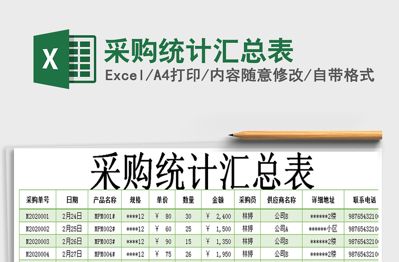 2021年采購統(tǒng)計匯總表免費下載