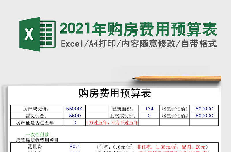 2021年購房費(fèi)用預(yù)算表