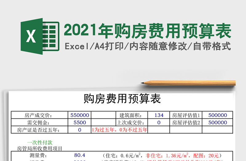 2021年購(gòu)房費(fèi)用預(yù)算表