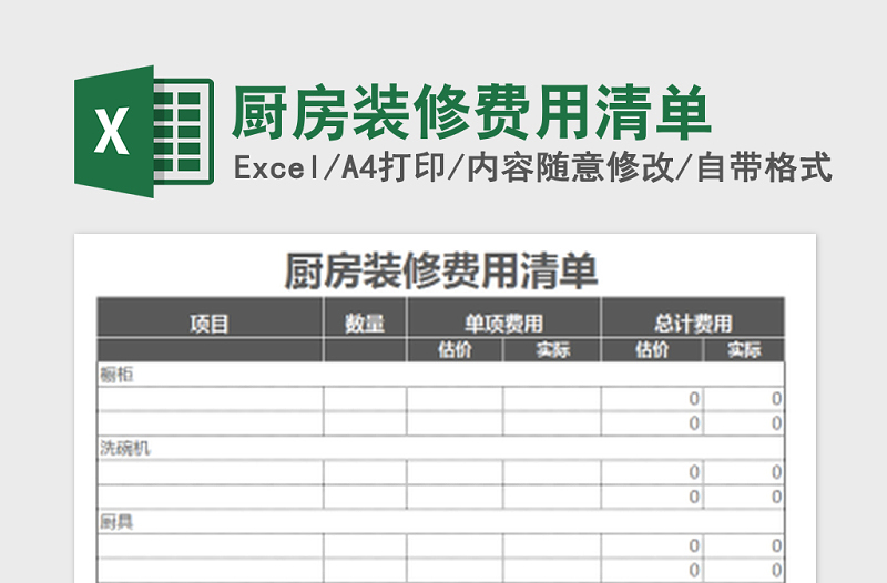 2022年廚房裝修費(fèi)用清單免費(fèi)下載