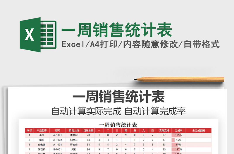 2021年一周銷售統(tǒng)計(jì)表