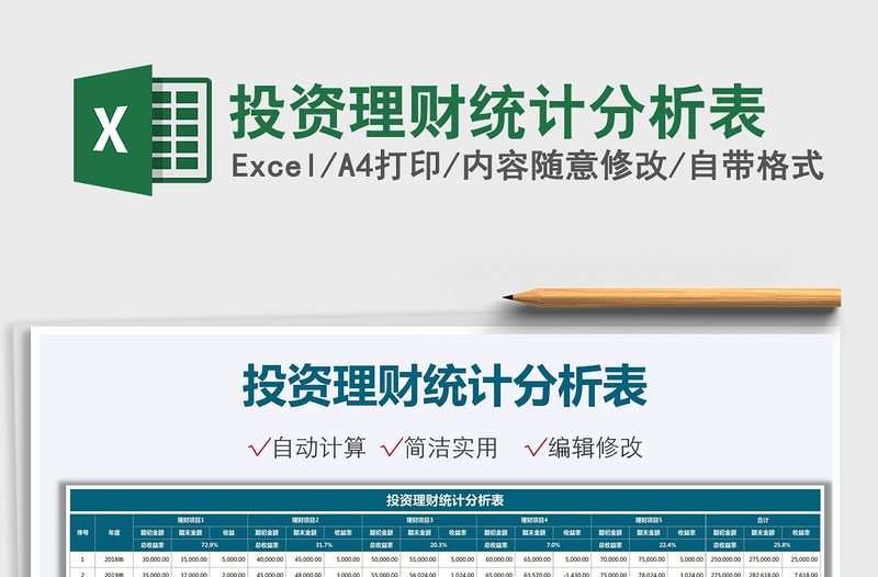 2022投資理財統(tǒng)計分析表免費(fèi)下載