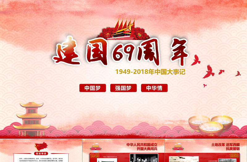 2019年紅色中國夢PPT模板