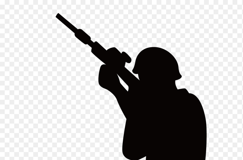黑色创意瞄准目标射击的军人士兵剪影党政元素素材