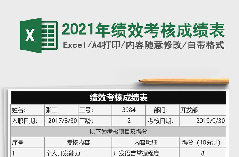 2021年績效考核成績表
