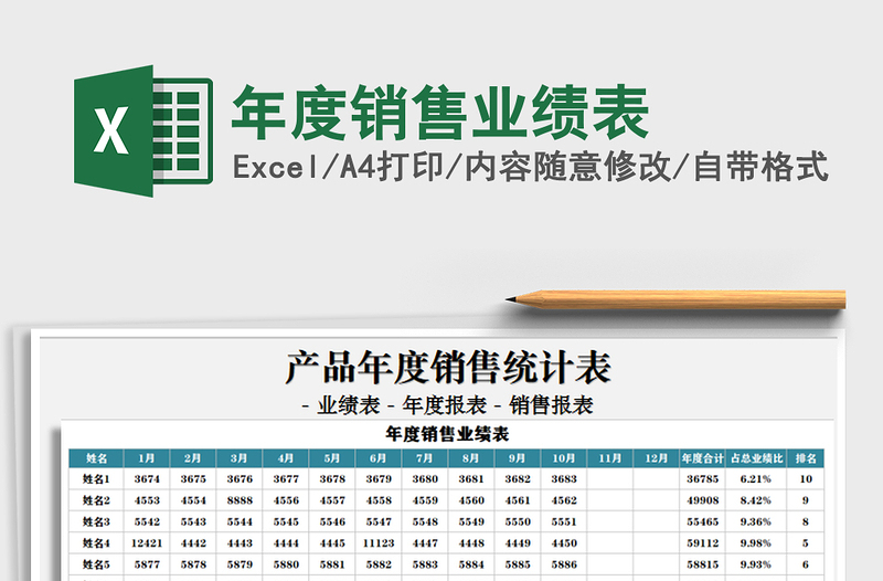 2021年年度銷售業(yè)績表