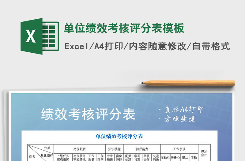 2021年單位績效考核評分表模板