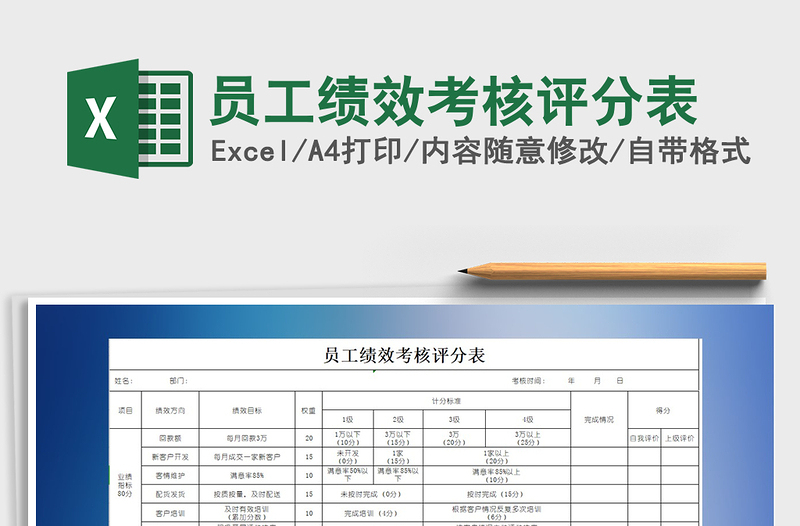 2021年员工绩效考核评分表免费下载