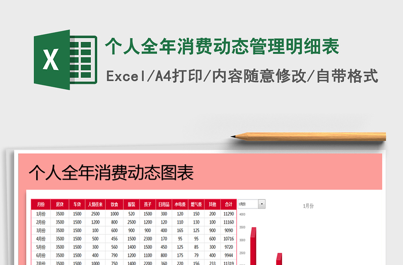 2021年个人全年消费动态管理明细表