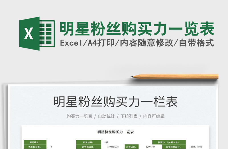 2022明星粉絲購買力一覽表免費(fèi)下載