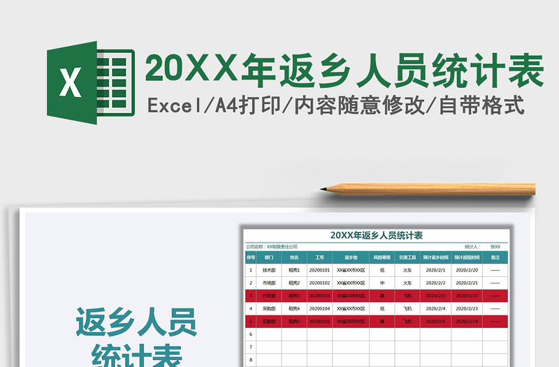 202220XX年返鄉(xiāng)人員統(tǒng)計(jì)表免費(fèi)下載