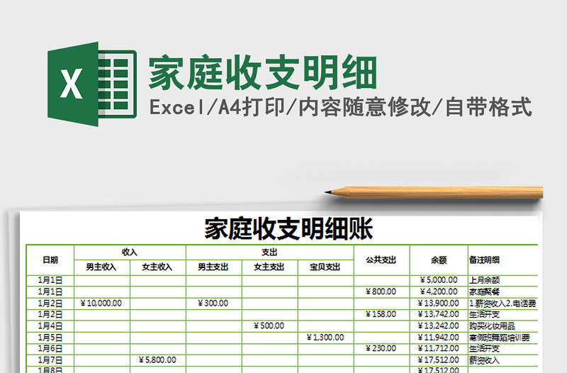 2021年家庭收支明細(xì)