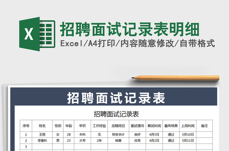 2021年招聘面試記錄表明細