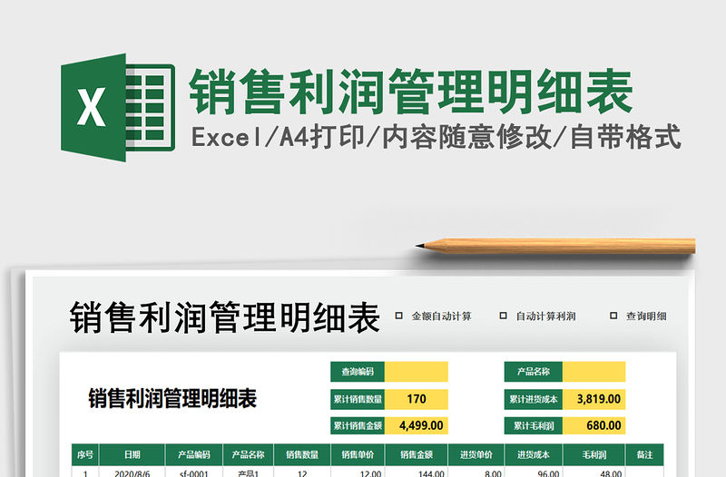 2021年銷售利潤管理明細表