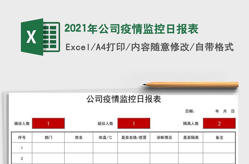 2021年公司疫情監(jiān)控日?qǐng)?bào)表