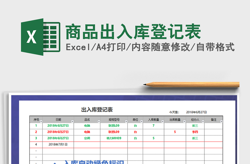 2021年商品出入库登记表