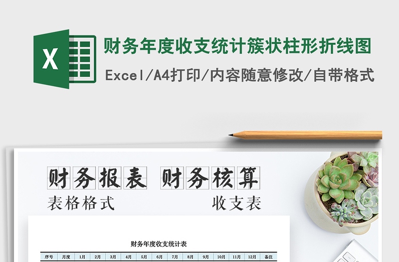 2021年財(cái)務(wù)年度收支統(tǒng)計(jì)簇狀柱形折線圖