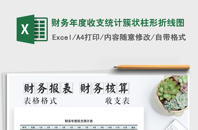 2021年財務年度收支統計簇狀柱形折線圖