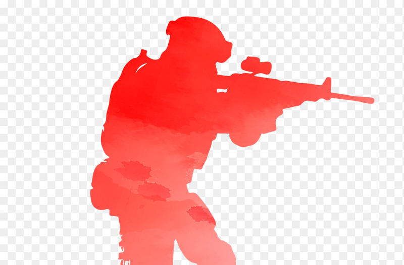 红色渐变创意射击的军人士兵剪影党政元素素材