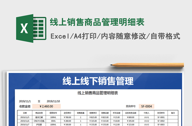 2021年线上销售商品管理明细表