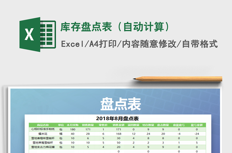 2022年庫(kù)存盤點(diǎn)表(自動(dòng)計(jì)算)免費(fèi)下載